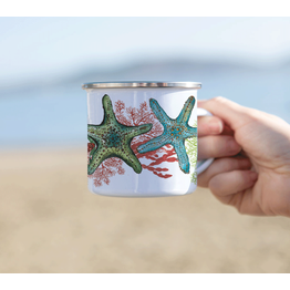 DollyHotDogs Starfish & Coral Enamel Mug 10oz
