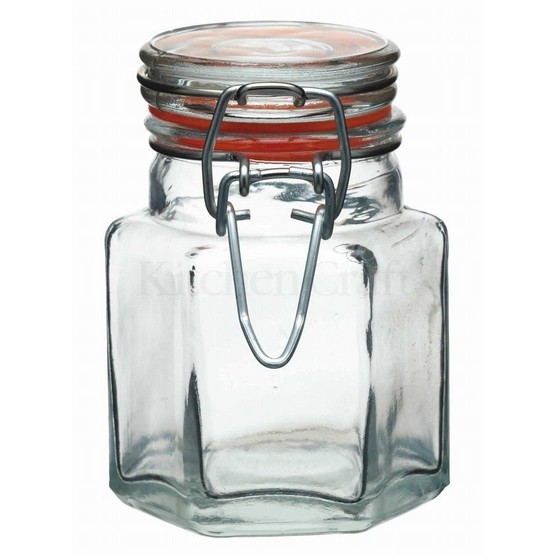 KitchenCraft Mini Glass Jars Clip Top Hexagonal 100ml