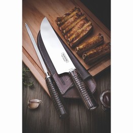 Churrasco Carving Knife and Steel set with leather sheath