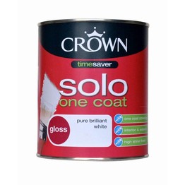Crown Solo One Coat Gloss White Paint 750ml