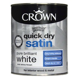 Crown Quick Dry Satin White Paint 750ml