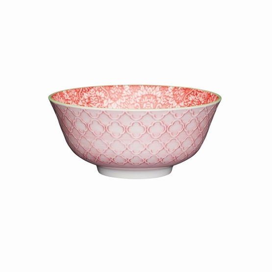 KitchenCraft Red and Pink Victorian Style Ceramic Bowl