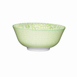 KitchenCraft Green and White Tile Effect Ceramic Bowl