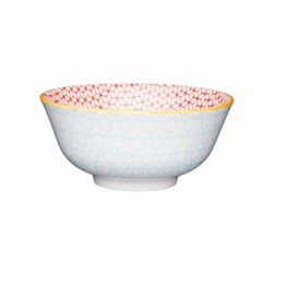 KitchenCraft Geometric Blue Ceramic Bowl