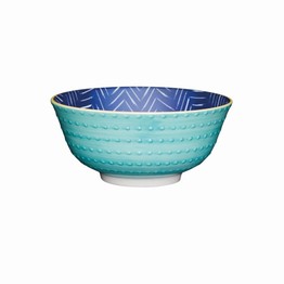 KitchenCraft Blue Chevron and Spotty Ceramic Bowl