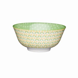 KitchenCraft Green Geometric Style Ceramic Bowl