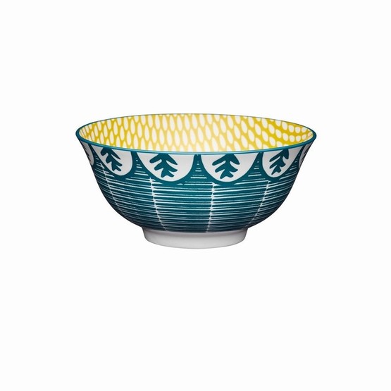 KitchenCraft Leafy Green Print Ceramic Bowl