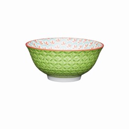 KitchenCraft Green Geometric Ceramic Bowl