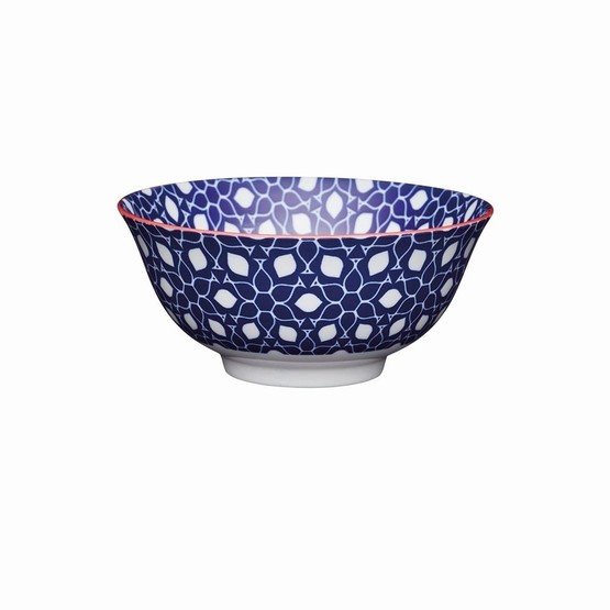 KitchenCraft Blue Floral Geometric Ceramic Bowl