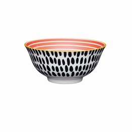 KitchenCraft Red Swirl Black Spots Ceramic Bowl