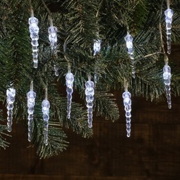 Noma 40LED White Icicle Drop Garland Christmas Lights 6817123 Battery Powered