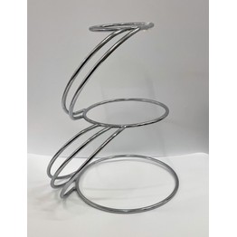 Cake Stand - Twisted E Shape Silver Finish 3 Tier Ex Hire