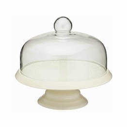 KitchenCraft Classic Collection Ceramic Cake Stand with Glass Dome