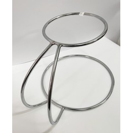 Cake Stand - C Shape Silver Finish 2 Tier Ex Hire