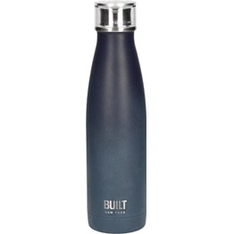 Built 500ml Double Walled Stainless Steel Water Bottle Black and Blue Hombre