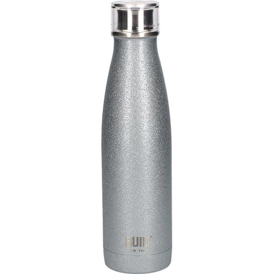 Built 500ml Double Walled Stainless Steel Water Bottle Silver Glitter