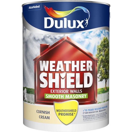 Dulux Weathershield Smooth Masonry Paint Cornish Cream 5ltr