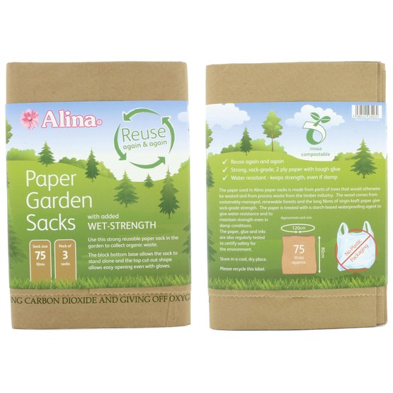 Alina Paper Garden Sacks Compostable 75ltr