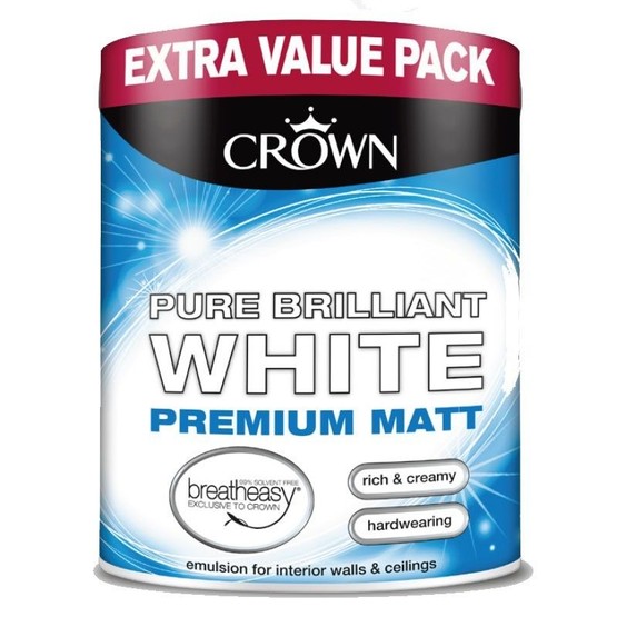 Crown Pure Brilliant White Premium Matt Paint 3ltr