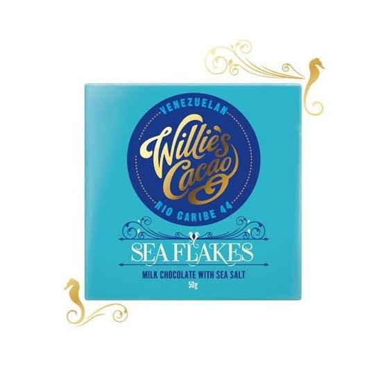 Willies Cacao Seaflakes Milk Chocolate Bar 50g