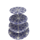 Flat-Packable 4 Tier Blue Floral Round Cupake Display Stand additional 1