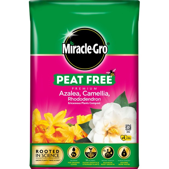 Miracle-Gro® Peat Free Premium Azalea, Camellia & Rhododendron Ericaceous Compost 40Ltr