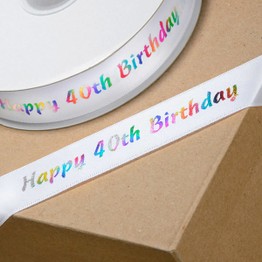 Ribbon Happy Birthday 40th 20mm