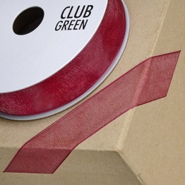 Club Green Ribbon Organza Woven Edge 38mm Burgundy CGCW38