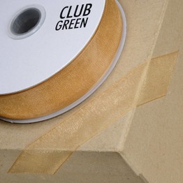 Club Green Ribbon Organza Woven Edge 38mm Gold CGCW38