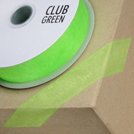 Club Green Ribbon Organza Woven Edge 38mm Apple CGCW38