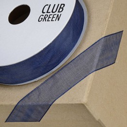 Club Green Ribbon Organza Woven Edge 38mm Navy CGCW38