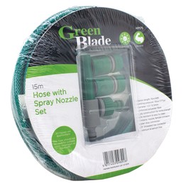 Greenblade Hose Green 15M With Nozzle & Fittings