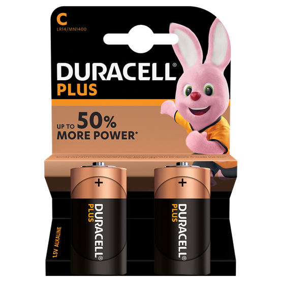 Duracell Plus Power C Battery Pack of 2