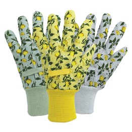 Briers Cotton Grip Gloves Triple Pack Sicilian Lemon Design Medium