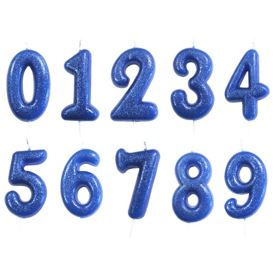 Numeral Moulded Pick Party Candles Blue