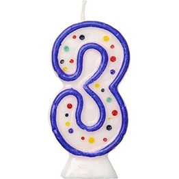 Blue Birthday Cake Candle - Number 3