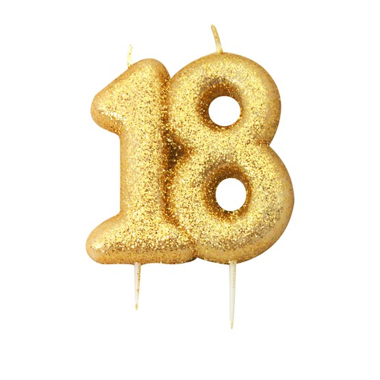 Numeral Moulded Pick Party Candles Gold 18