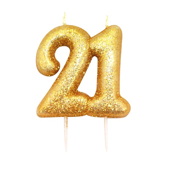 Numeral Moulded Pick Party Candles Gold 21