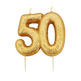 Numeral Moulded Pick Party Candles Gold 50