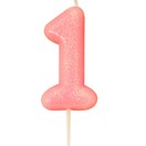 Numeral Moulded Pick Party Candles Pink additional 3