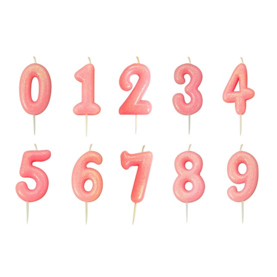 Numeral Moulded Pick Party Candles Pink