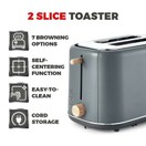 Tower Scandi 2 Slice Toaster Grey T20027G additional 5