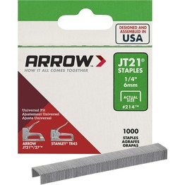 Arrow JT21 Staples 6mm 1/4inch Box of 1000