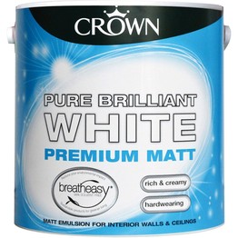 Crown Paint Matt Emulsion 2.5ltr Pure Brilliant White