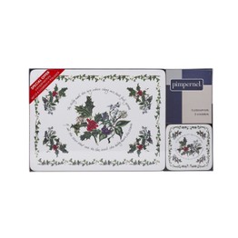 Pimpernel The Holly and The Ivy Placemat and Coaster Set of 6