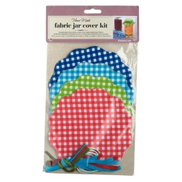 KitchenCraft Home Made Pack of 8 Gingham Patterned Fabric Jam Cover Kits