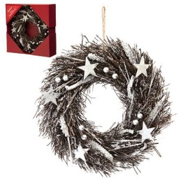 Festive Silver Berries and Stars Wreath 30cm P027735