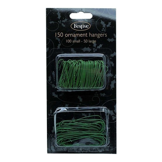 Festive Green Wire Ornament Hooks 150pack