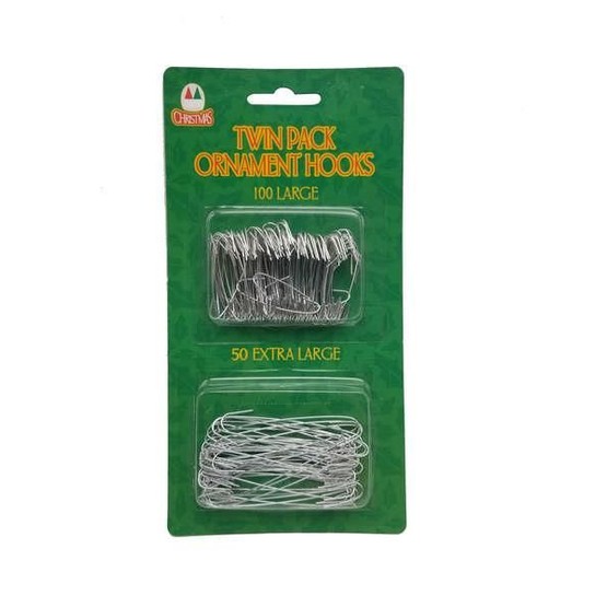 Festive Silver Wire Ornament Hooks 150pack