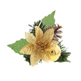 Festive Gold Poinsettia Flower Pick 12cm P011730